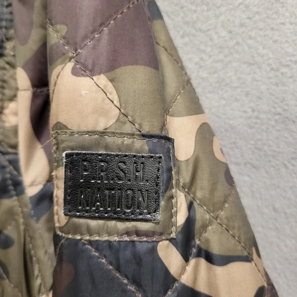 Parish Nation Camouflage Quilted Full-Zip Bomber Jacket Men's Size Small Warm‎